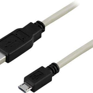 USB 2.0 kabel Typ A ha - Typ Micro B ha, 5-pin, för laddning/dataöverföring till mobiltelefoner/PDA, 1m, svart/grå