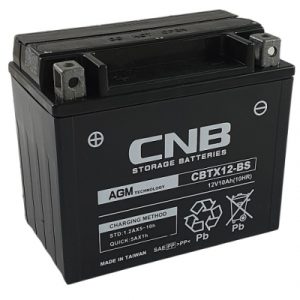 12V YTX12-BS MC-batteri 10Ah 150 x 87 x 130 mm