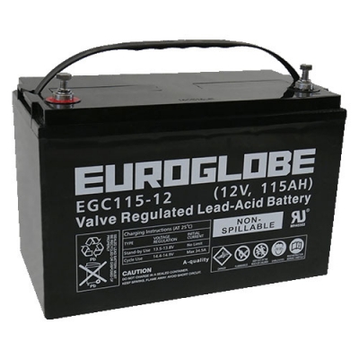 12V EGC115-12 DEEP CYCLE AGM 115Ah 330 x 173 x 212 mm Euroglobe