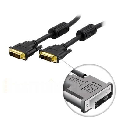 DVI Single Link monitorkabel, DVI-D 18+1-pin ha-ha, guldpläterade kontakter, ledare av ren koppar, 2m, svart