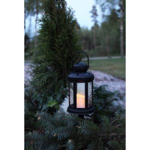 LED GRAVLJUS SERENE  med stjärnor / 10cm / batteri / timer / svart
