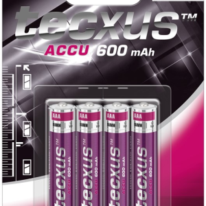 Tecxus Laddningsbar Ni-MH Batteri AAA, 1.2V, 600mAh, 4-pack